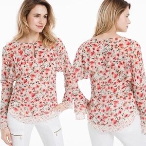 White House | Black Market Floral Ruffle Top